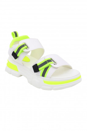 Flat green sportswear sandal