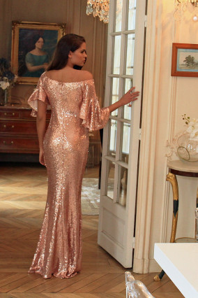 Apricot sequined dress