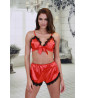 Red lace satin lingerie set