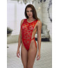 Red heart lace bodysuit