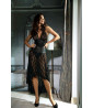 Lace dress with leather effect band