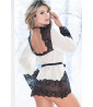White and black veil and lace jacket