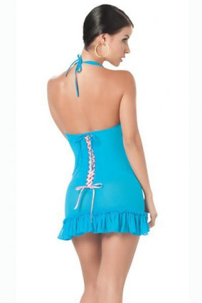 Babydoll and thong set with lacing on the back