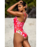 Red one-piece swimsuit with flowers