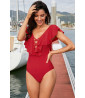 Red swimsuit with ruffles