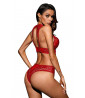 Red lingerie set with string thong