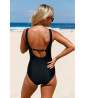 Black and white print one-piece swimsuit