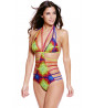 Multicolored 1-piece swimsuit