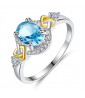 Blue cubic crystal ring