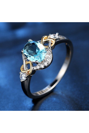 Blue cubic crystal ring