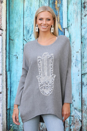 Gray asymmetrical oversized sweater