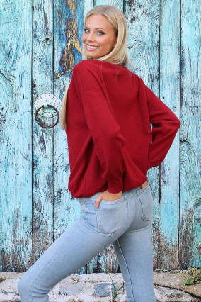 Pull oversize rouge