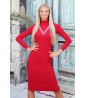 Red fitted midi sweater dress