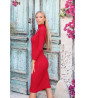 Red fitted midi sweater dress
