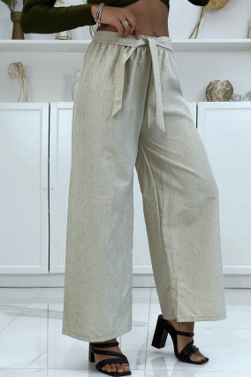 Palazzo pants in a pretty mottled beige material