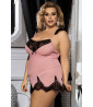Babydoll and thong with lace, pink