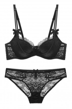 Black lace bra set