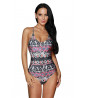 One-piece swimsuit with ethnic print