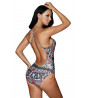 One-piece swimsuit with ethnic print