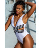 White and black one-piece swimsuit