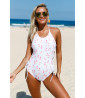 White and pink one-piece swimsuit