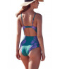 Green and purple one-piece swimsuit