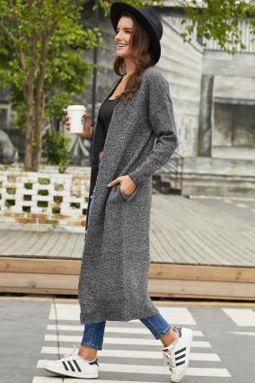 Mode féminine - Gilet pour femmes, long gris en taille S, M, L et XL