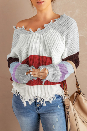 Light gray sweater with worn effect