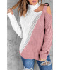 Suéter rosa de cuello alto con hombros descubiertos