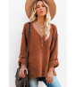 Brown knitted sweater with dropped shoulders