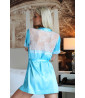 Blue short-sleeved dressing gown