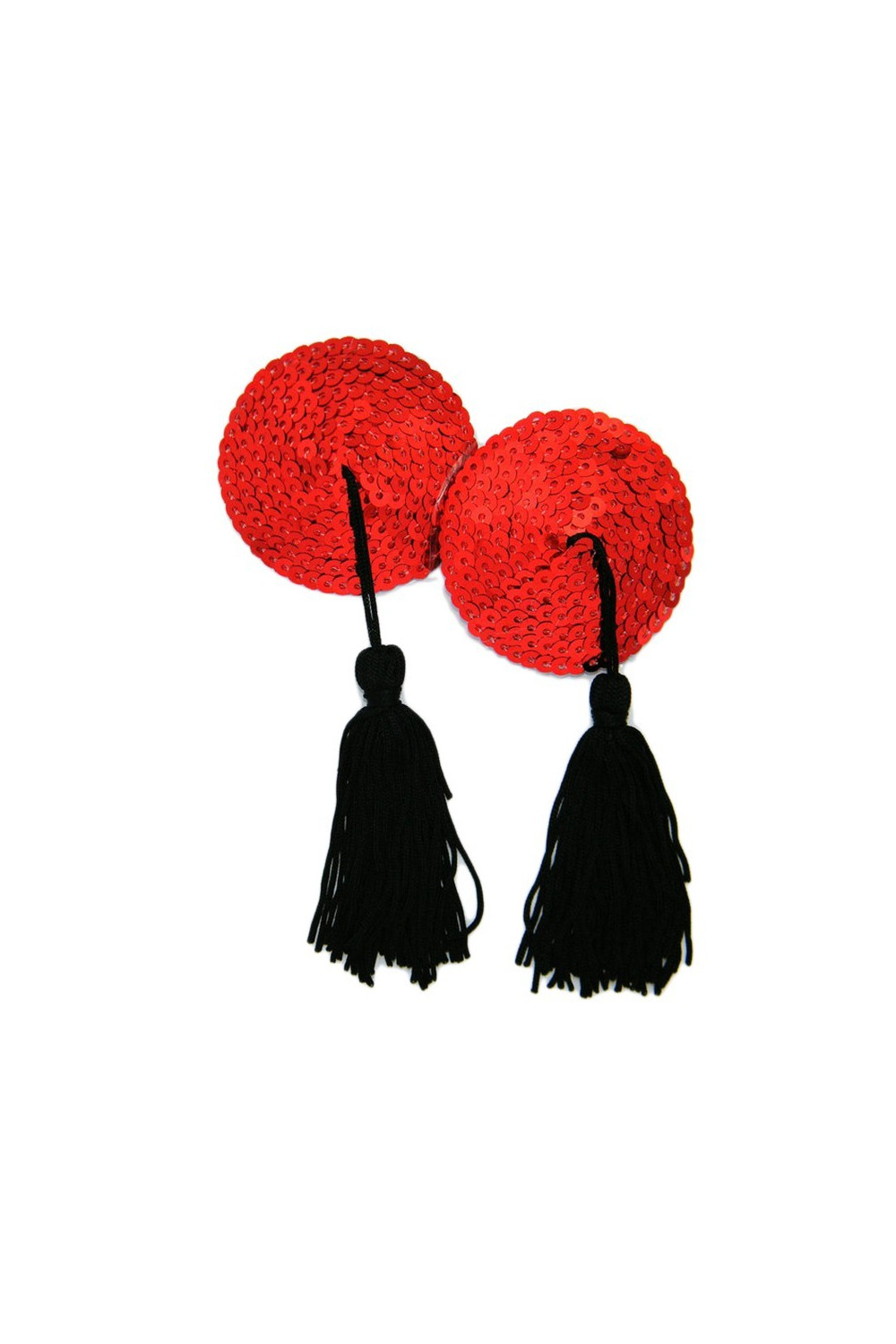 Red nipple cover with black pompoms