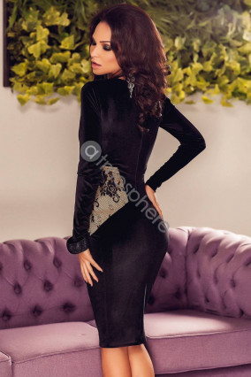 Black velvet and lace dress