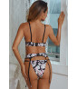 3-piece set in black lace and flower print