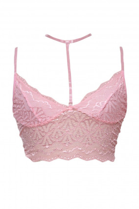 Lace bralette with necklace detail