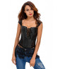Gothic black faux leather lace-up bustier