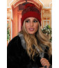 Red quilted beanie