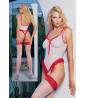 White and red veil bodysuit