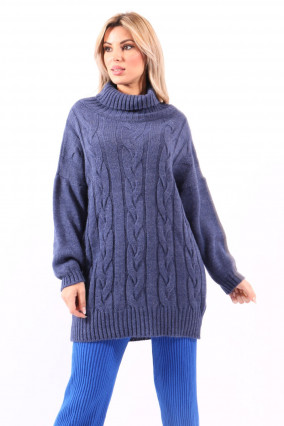 Blue knit dress sweater