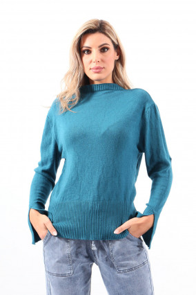 Maglione in maglia blu anatra