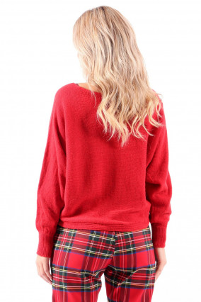 Maglione rosso lavorato a maglia