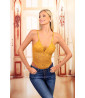 Mustard lace crossover bodysuit