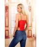 Red lace-up high-cut bodysuit