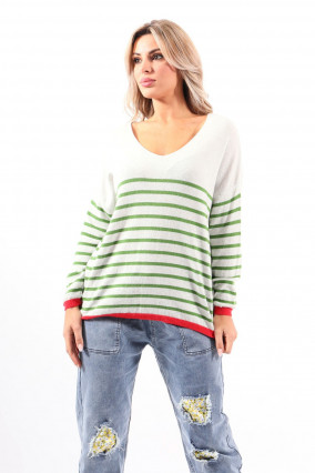 Suéter holgado de rayas verdes