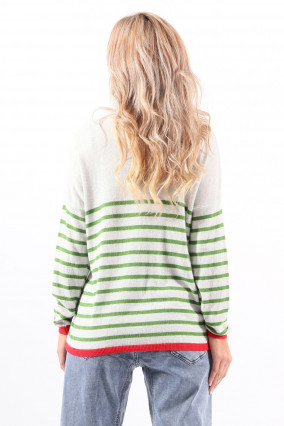 Loose green striped sweater