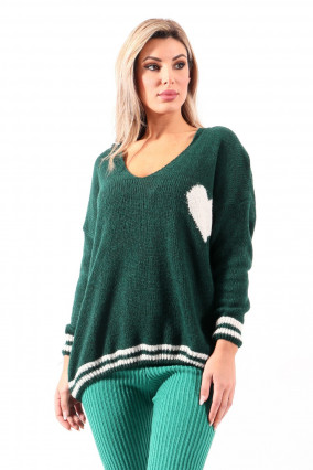 Pull vert à capuche - Vente prêt-à-porter féminin