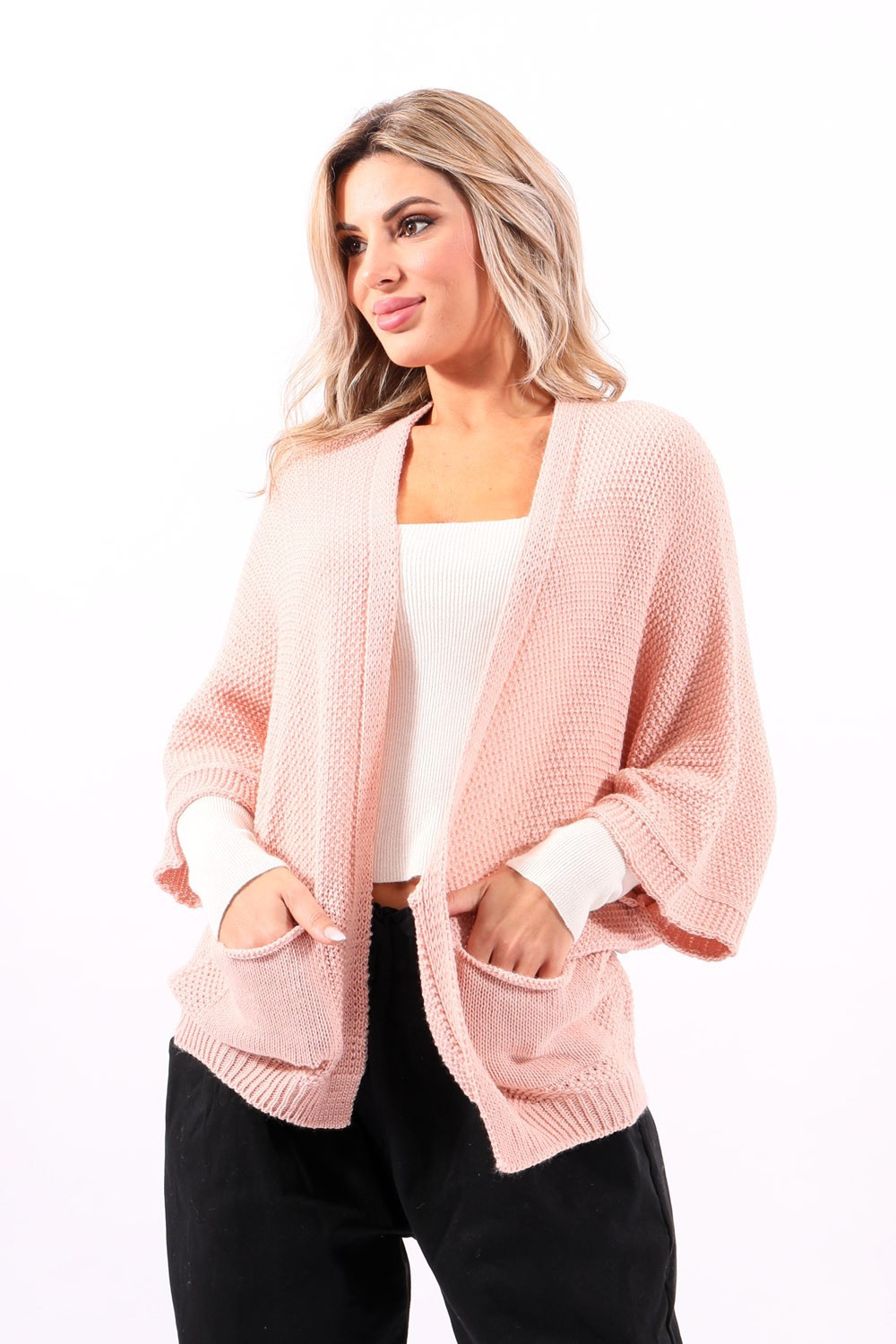 Gilet rose coupe oversize