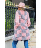 Gray and pink checkered sleeveless jacket