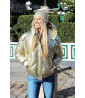 Short metallic gold puffer jacket