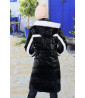 Long black puffer jacket with mirror effect